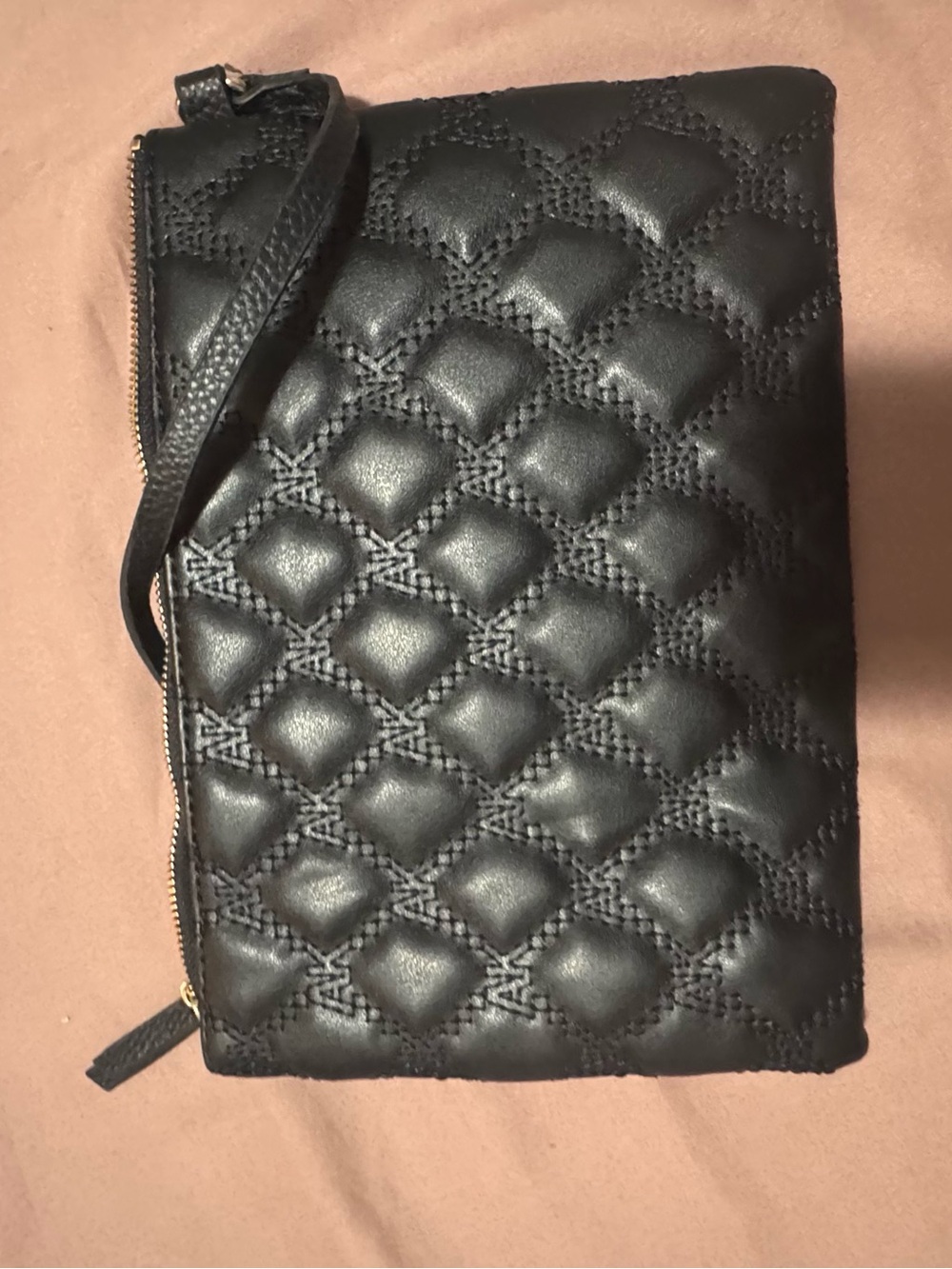 Black Quilted Leather Wristlet Clutch - womens Bags
